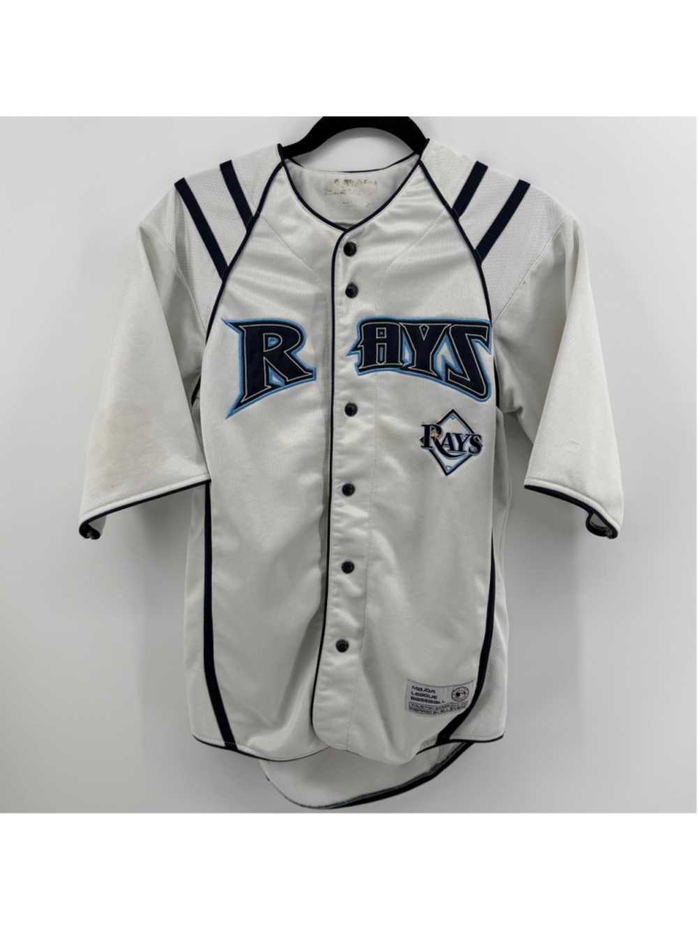 Men's Tampa Bay Rays Baseball Jersey White Blue Size Small MLB